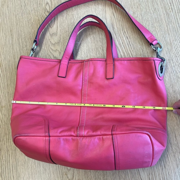 Coach Leather Tote Bag in Bright Pink - Picture 2 of 16